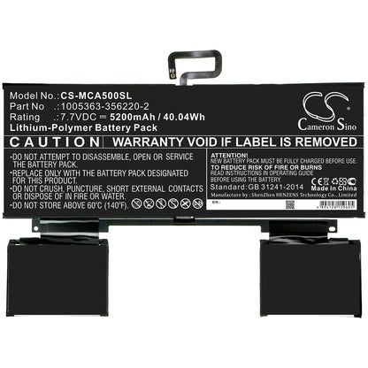 7.7V, 5200mAh, Li-Polymer Battery fits Microsoft, Surface A50, 40.04Wh