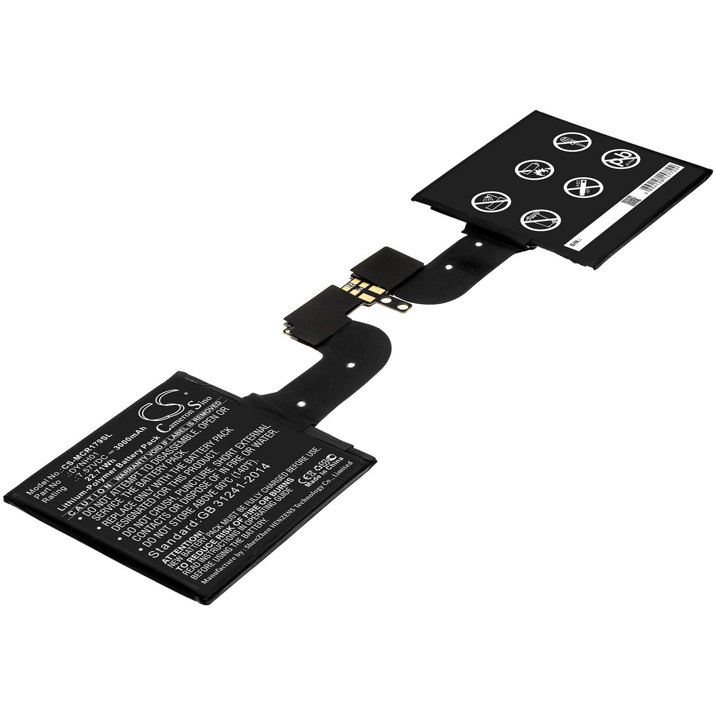 7.57V, 3000mAh, Li-Polymer Battery fits Microsoft, Surface Book 2 1793, Surface Book 2 1793 15, 22.71Wh