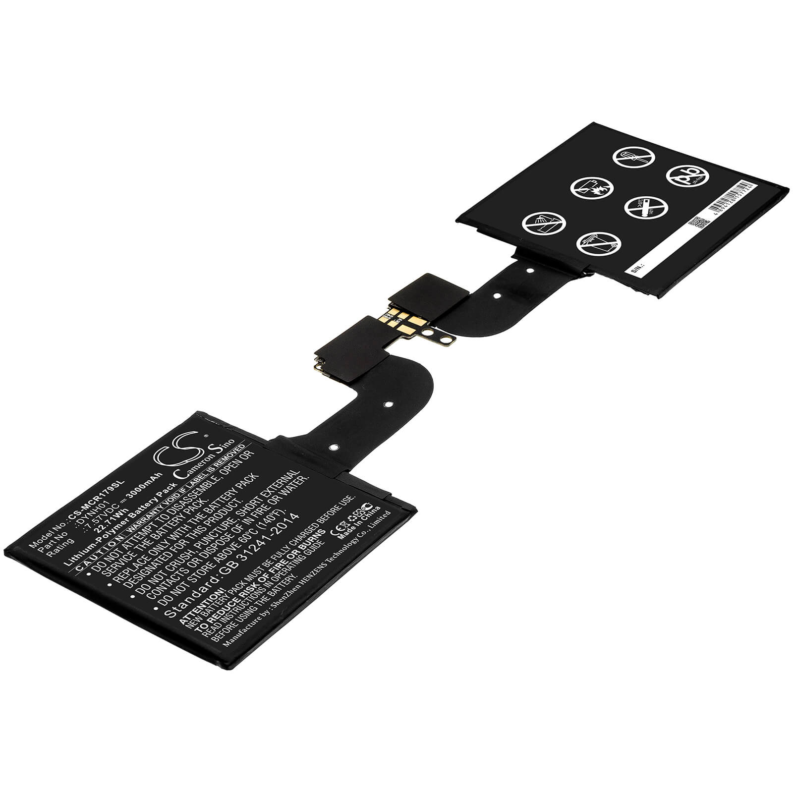 7.57V, 3000mAh, Li-Polymer Battery fits Microsoft, Surface Book 2 1793, Surface Book 2 1793 15, 22.71Wh