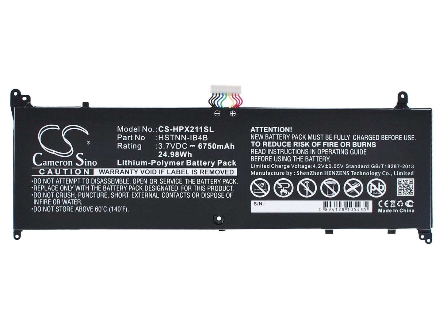 3.7V, 6750mAh, Li-Polymer Battery fits Hp, 11-g010nr, 11-g012nr, 24.975Wh