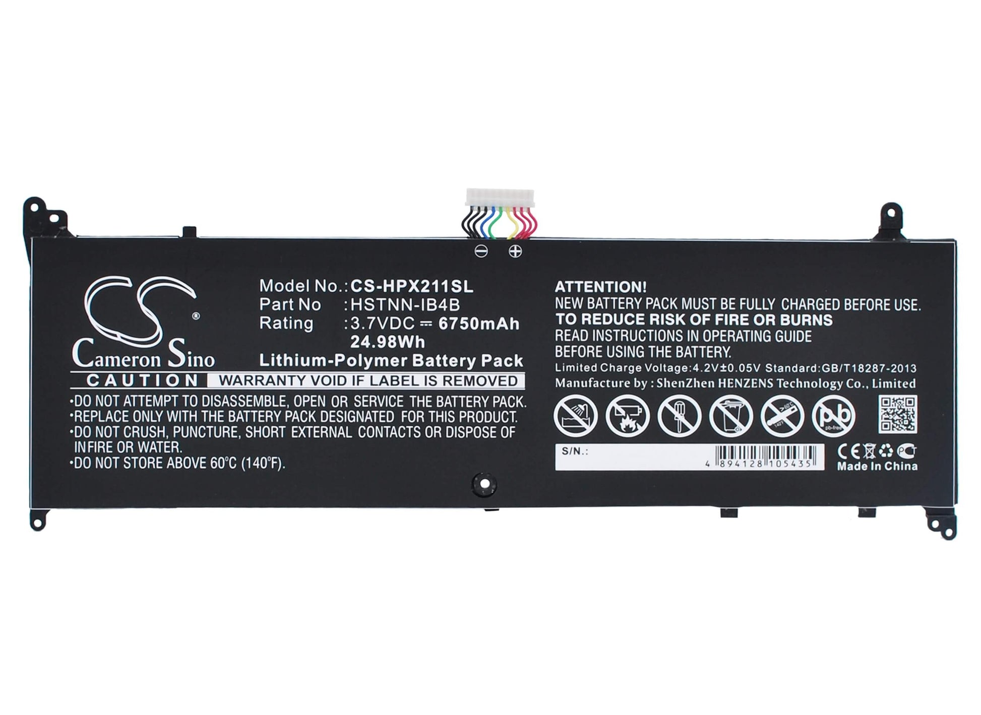 3.7V, 6750mAh, Li-Polymer Battery fits Hp, 11-g010nr, 11-g012nr, 24.975Wh