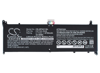 3.7V, 6750mAh, Li-Polymer Battery fits Hp, 11-g010nr, 11-g012nr, 24.975Wh