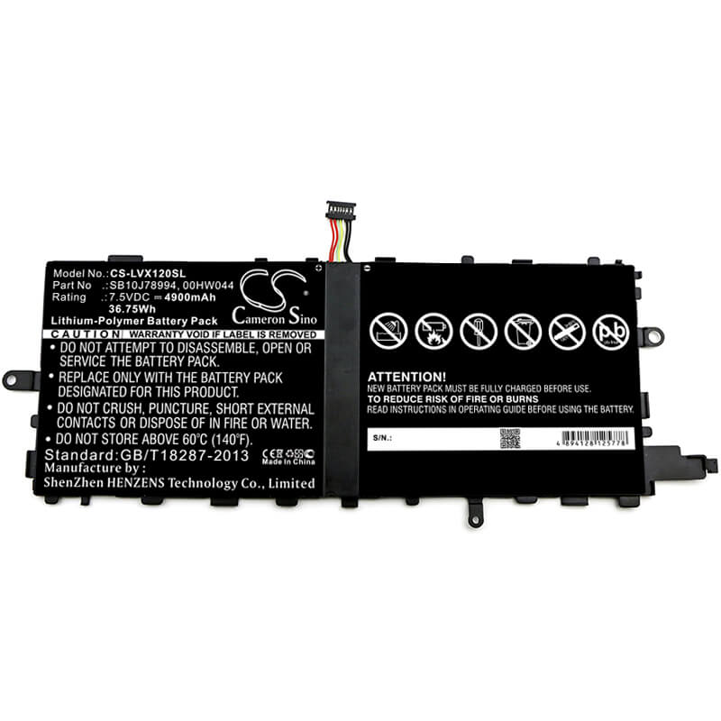 7.5V, 4900mAh, Li-Polymer Battery fits Lenovo, Thinkpad X1 (20gga00f00), Thinkpad X1 Tablet, 36.75Wh