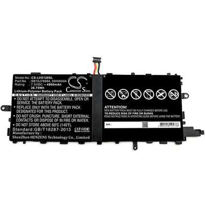 7.5V, 4900mAh, Li-Polymer Battery fits Lenovo, Thinkpad X1 (20gga00f00), Thinkpad X1 Tablet, 36.75Wh