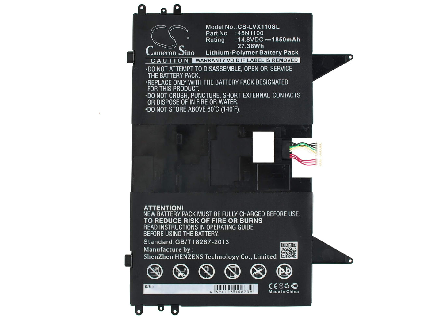14.8V, 1850mAh, Li-Polymer Battery fits Lenovo, Thinkpad X1 Helix Tablet Pc, 27.38Wh