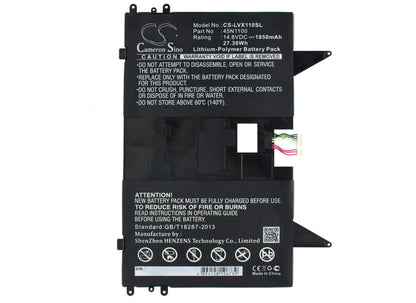 14.8V, 1850mAh, Li-Polymer Battery fits Lenovo, Thinkpad X1 Helix Tablet Pc, 27.38Wh
