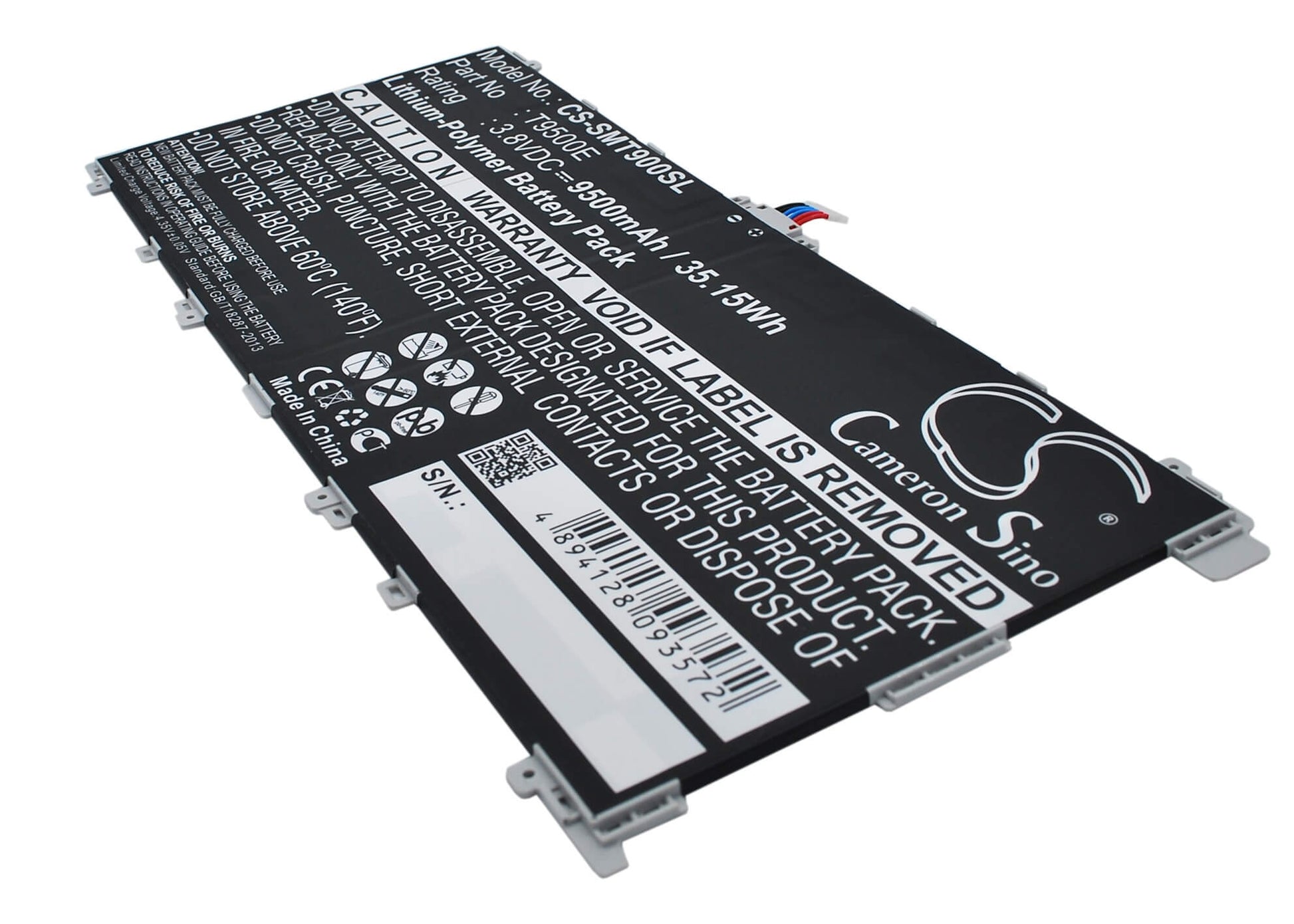 3.8V, 9500mAh, Li-Polymer Battery fits Samsung, Galaxy Tabpro 12.2, Galaxy Tabpro 12.2 Lte-a 64gb, 36.1Wh