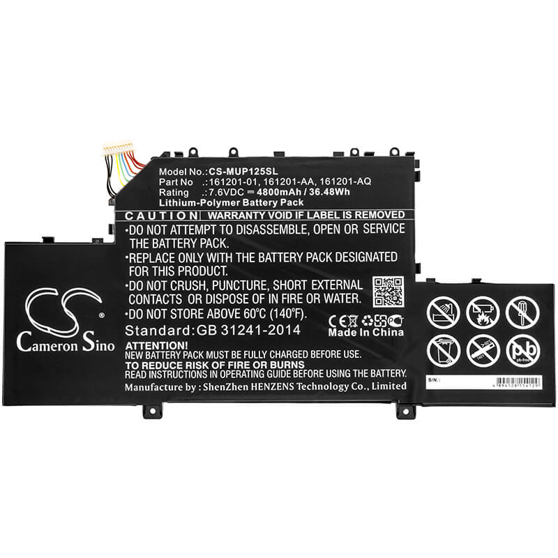 7.6V, 4800mAh, Li-Polymer Battery fits Xiaomi, Air 12.5, R10b01w, 36.48Wh