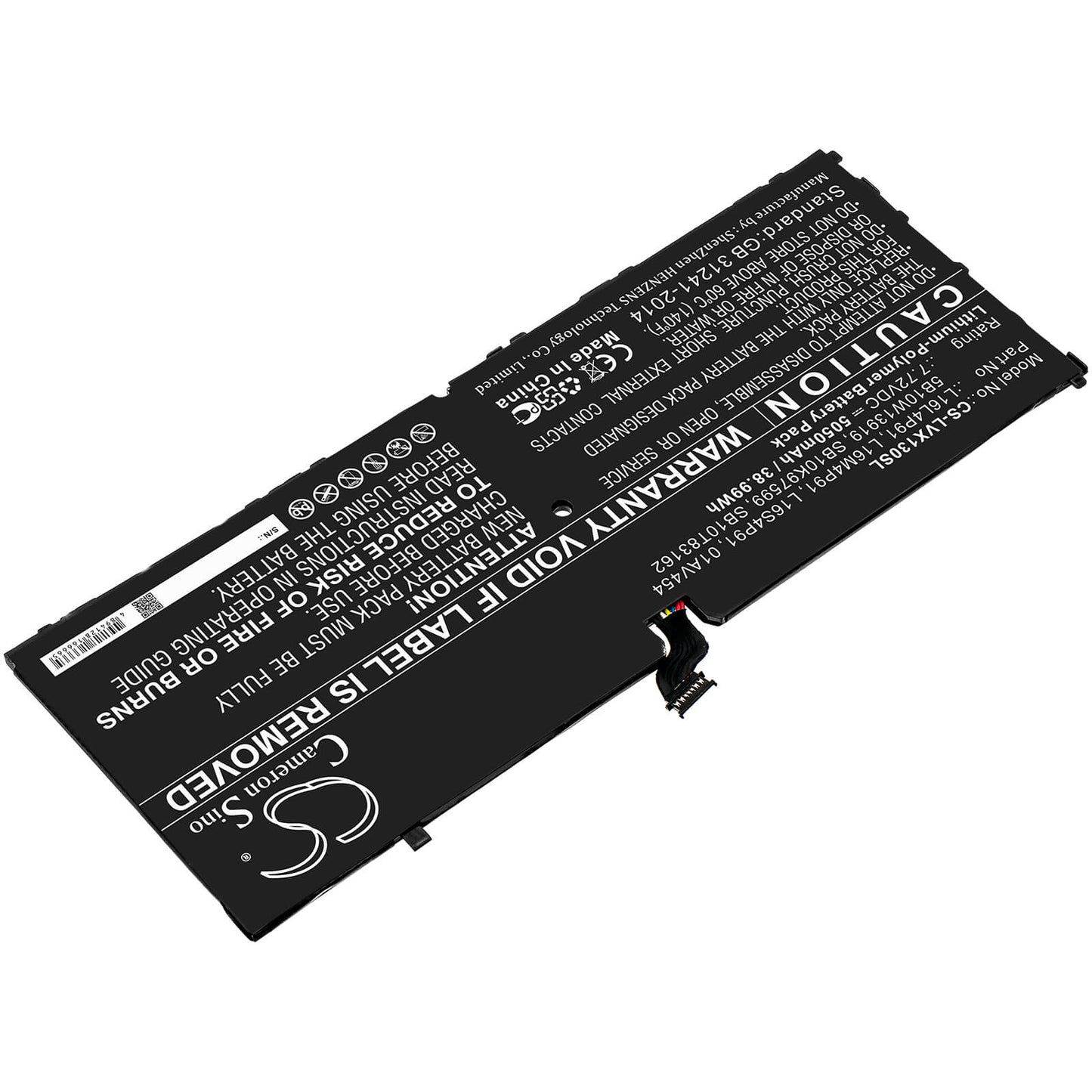 7.72V, 5050mAh, Li-Polymer Battery fits Lenovo, Thinkpad X1 3rd, 38.986Wh