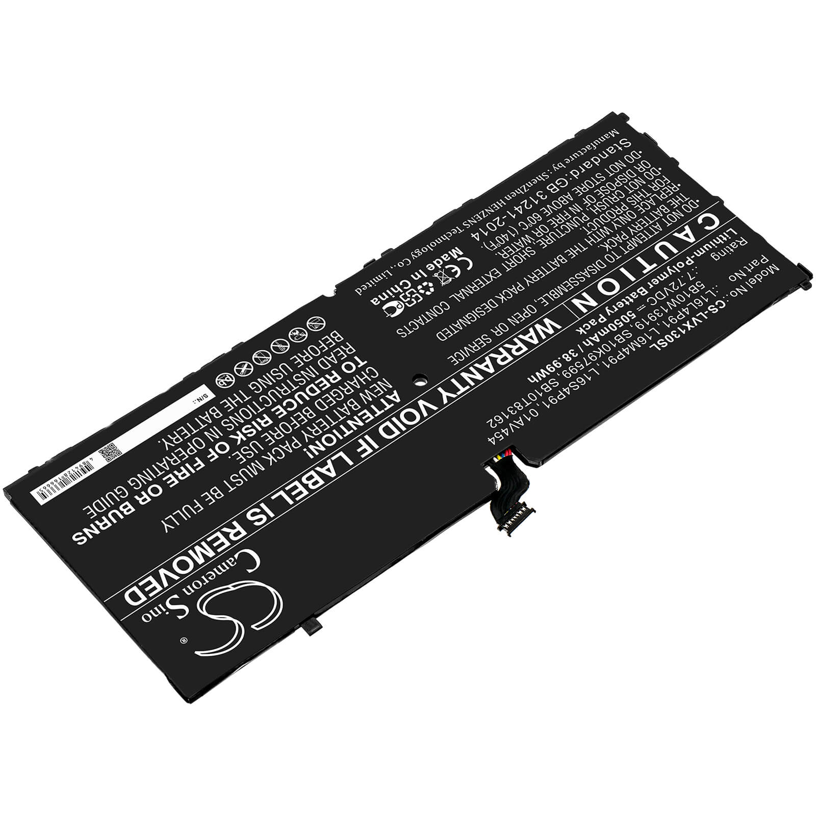 7.72V, 5050mAh, Li-Polymer Battery fits Lenovo, Thinkpad X1 3rd, 38.986Wh