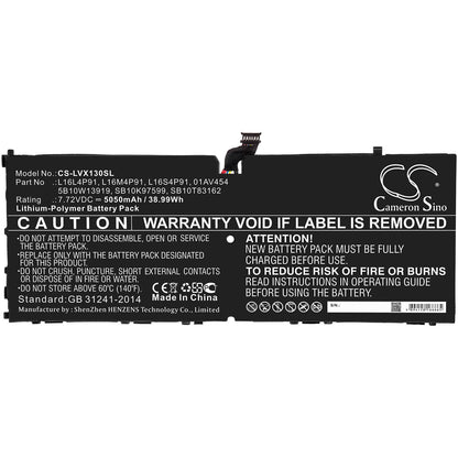 7.72V, 5050mAh, Li-Polymer Battery fits Lenovo, Thinkpad X1 3rd, 38.986Wh