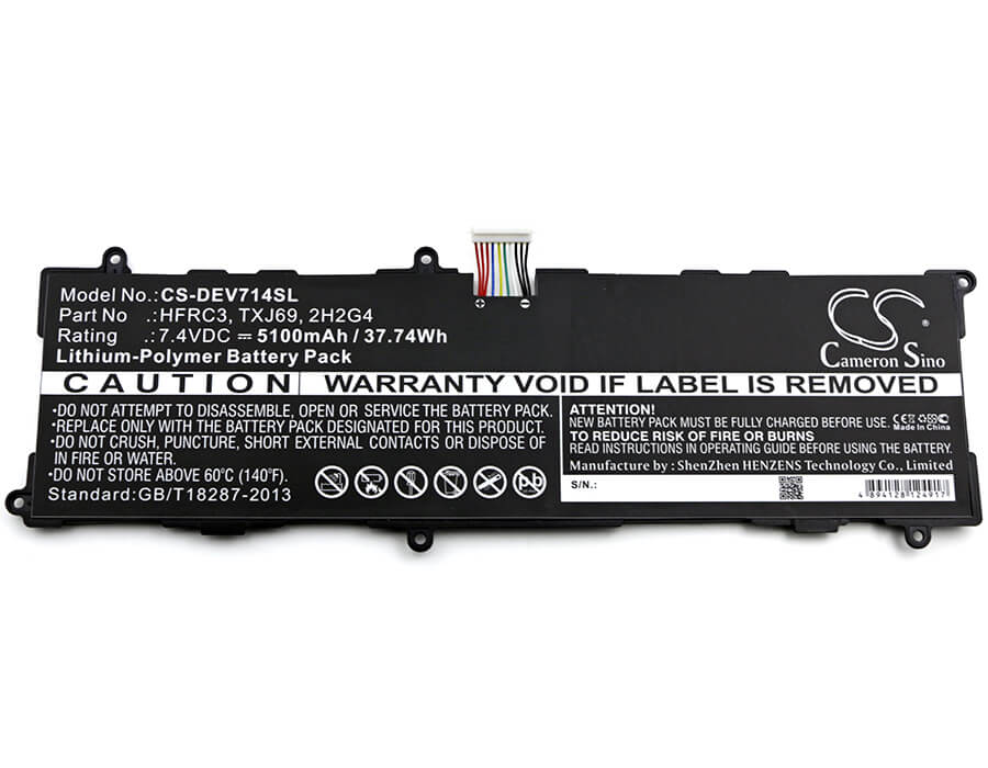 7.4V, 5100mAh, Li-Polymer Battery fits Dell, Venue 11 Pro 7140, Venue 11 Pro 7140 Tablet, 37.74Wh