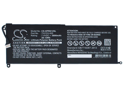 7.4V, 3800mAh, Li-Polymer Battery fits Hp, Pro Tablet X2 612 G1, Pro Tablet X2 612 G1(f1p90ea), 28.12Wh