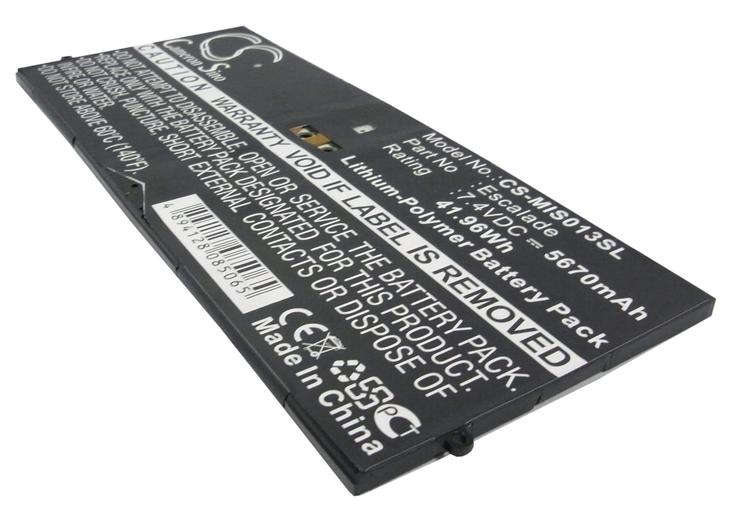 7.4V, 5670mAh, Li-Polymer Battery fits Microsoft, 9sr-00013, Surface Pro, 41.958Wh