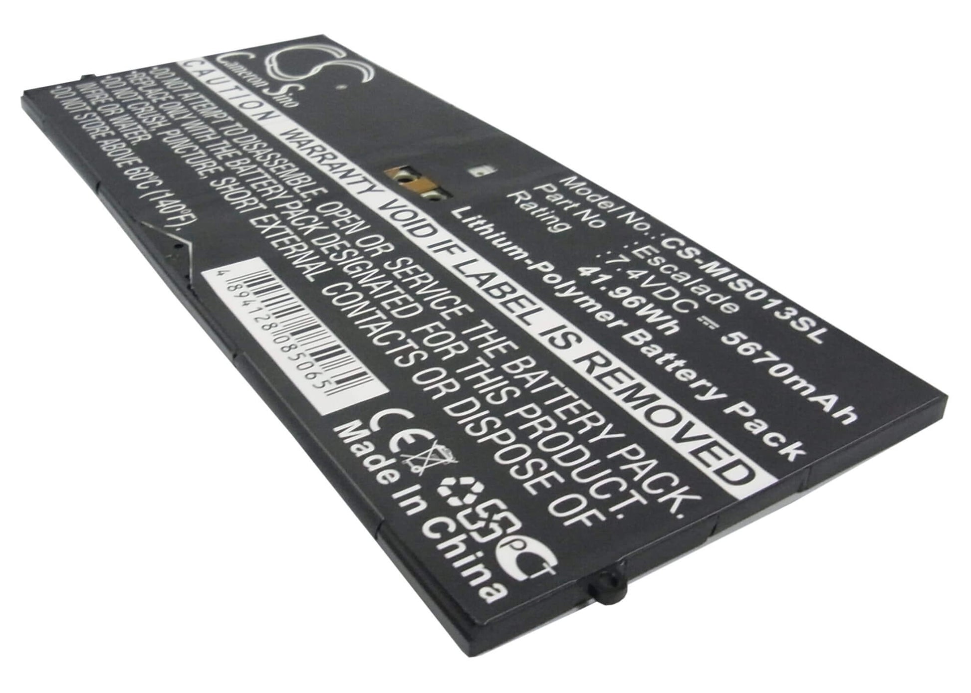 7.4V, 5670mAh, Li-Polymer Battery fits Microsoft, 9sr-00013, Surface Pro, 41.958Wh