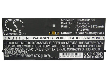7.4V, 5670mAh, Li-Polymer Battery fits Microsoft, 9sr-00013, Surface Pro, 41.958Wh