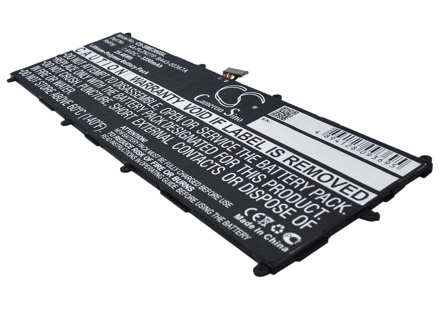 7.6V, 3350mAh, Li-Polymer Battery fits Samsung, Ativ Tab 3 10.1, Galaxy Ativ Tab3, 25.46Wh