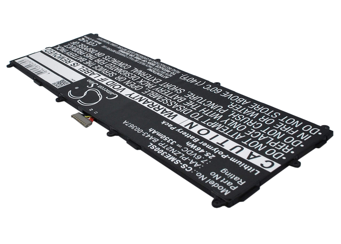 7.6V, 3350mAh, Li-Polymer Battery fits Samsung, Ativ Tab 3 10.1, Galaxy Ativ Tab3, 25.46Wh