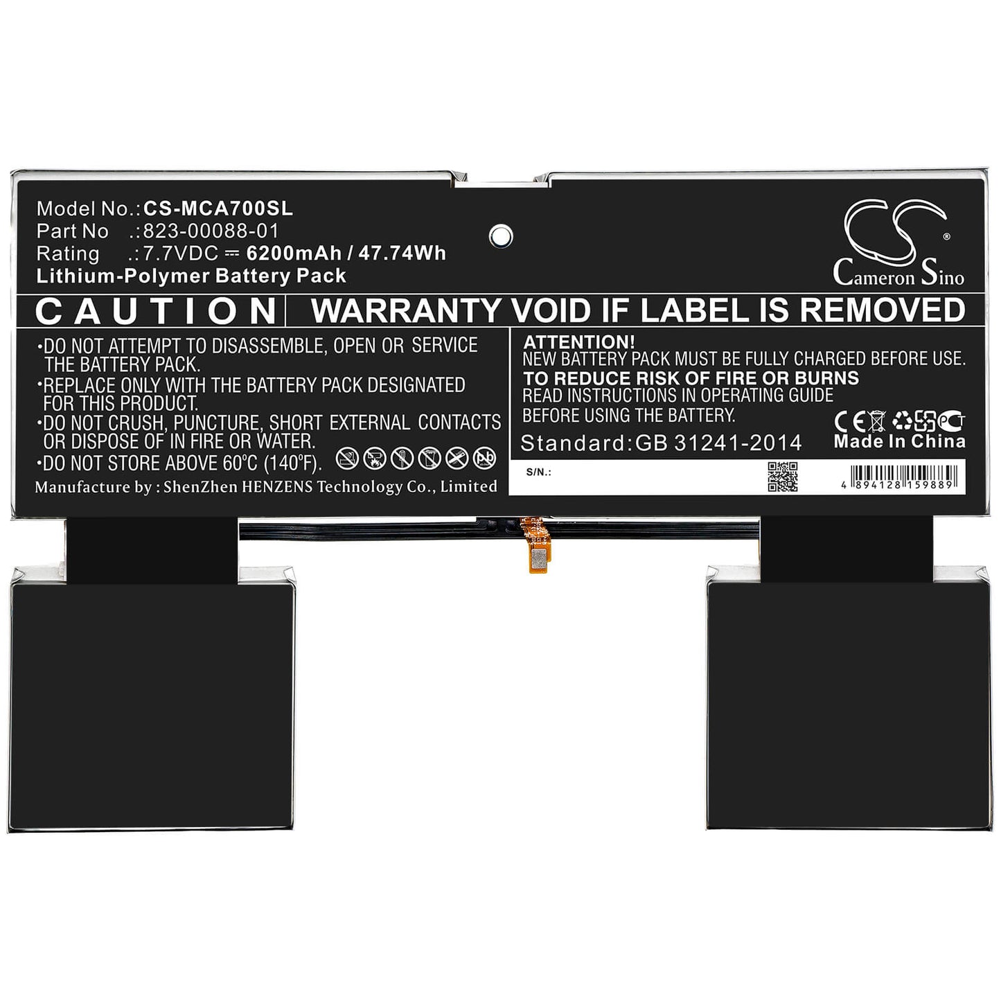 7.7V, 6200mAh, Li-Polymer Battery fits Google, Pixel Slate, 47.74Wh
