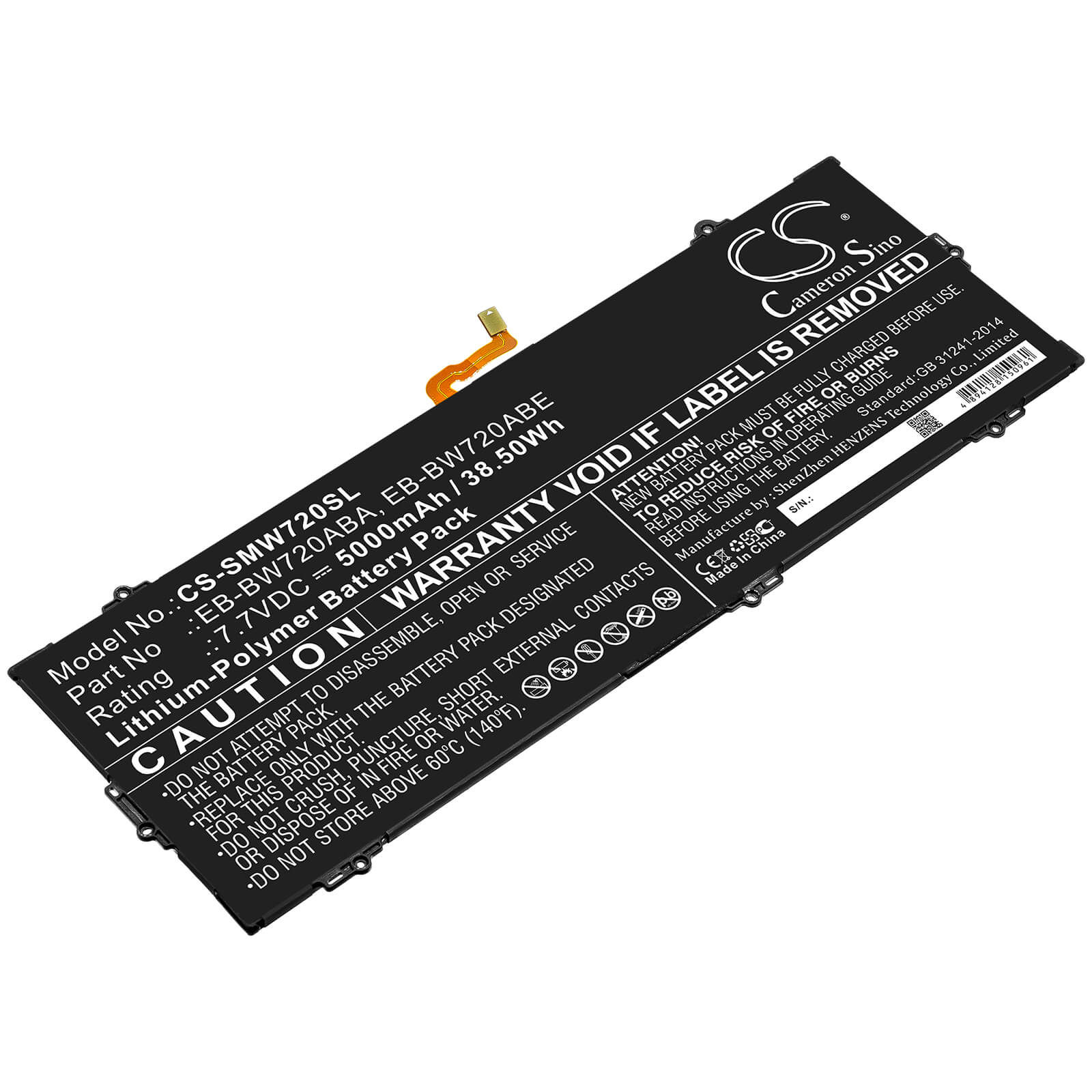7.7V, 5000mAh, Li-Polymer Battery fits Samsung, Galaxy Book 12, Galaxy Book 12.0, 38.5Wh