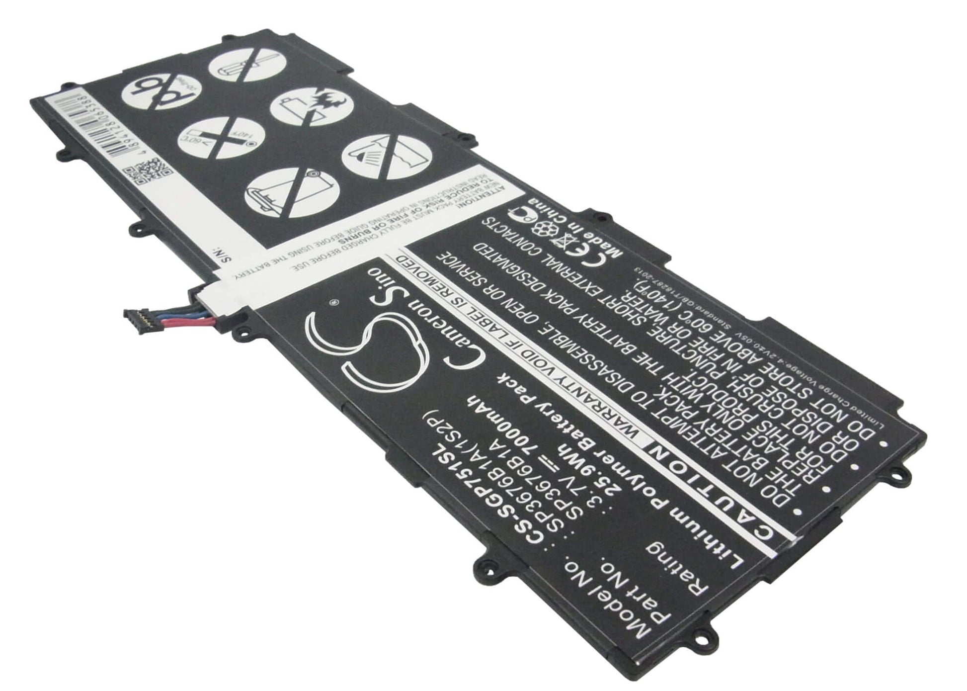 3.7V, 7000mAh, Li-Polymer Battery fits Samsung, Galaxy Note 10.1 Lte, Galaxy Tab 2 10.1, 25.9Wh