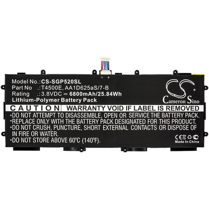 3.8V, 6800mAh, Li-Polymer Battery fits Samsung, Galaxy Tab 3 10.1, Gt-p5200, 25.84Wh