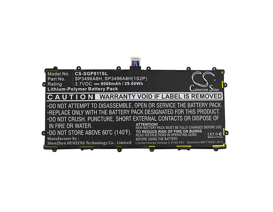 3.7V, 8000mAh, Li-Polymer Battery fits Samsung, Gt-p8110, Gtp8110-ha32arb, 29.6Wh