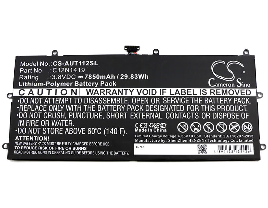 3.8V, 7850mAh, Li-Polymer Battery fits Asus, Transformer Book T100 Chi, Transformer Book T100chi-fg003, 29.83Wh