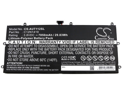 3.8V, 7850mAh, Li-Polymer Battery fits Asus, Transformer Book T100 Chi, Transformer Book T100chi-fg003, 29.83Wh