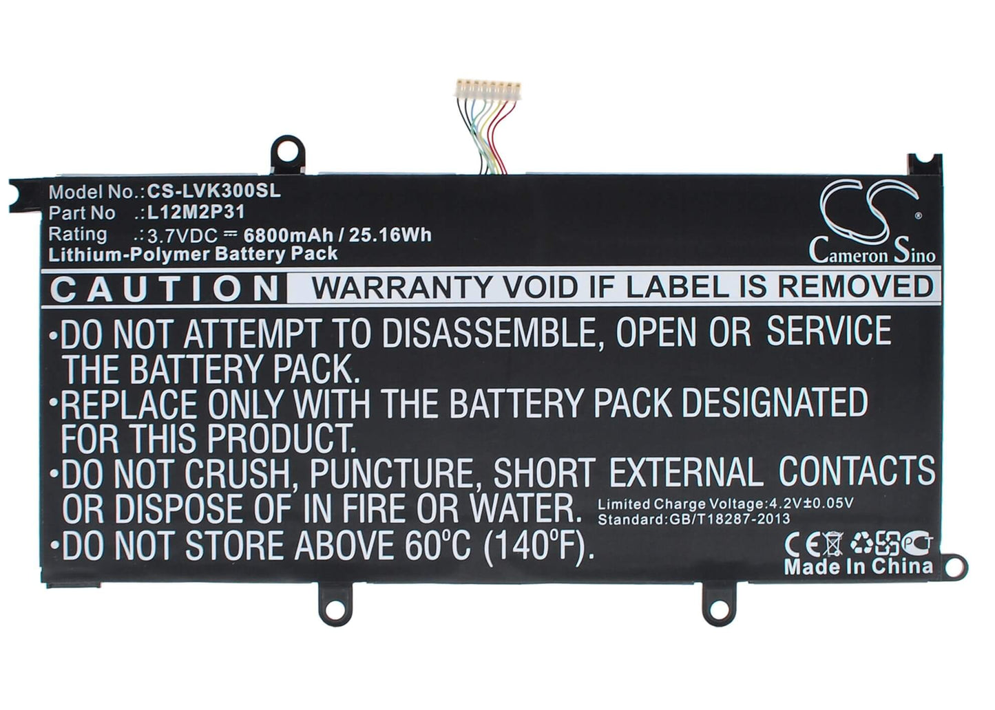 3.7V, 6800mAh, Li-Polymer Battery fits Lenovo, Ideapad K3, Ideatab K3 Lynx, 25.16Wh
