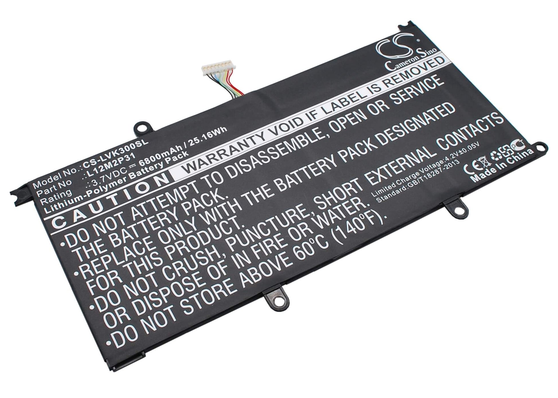 3.7V, 6800mAh, Li-Polymer Battery fits Lenovo, Ideapad K3, Ideatab K3 Lynx, 25.16Wh