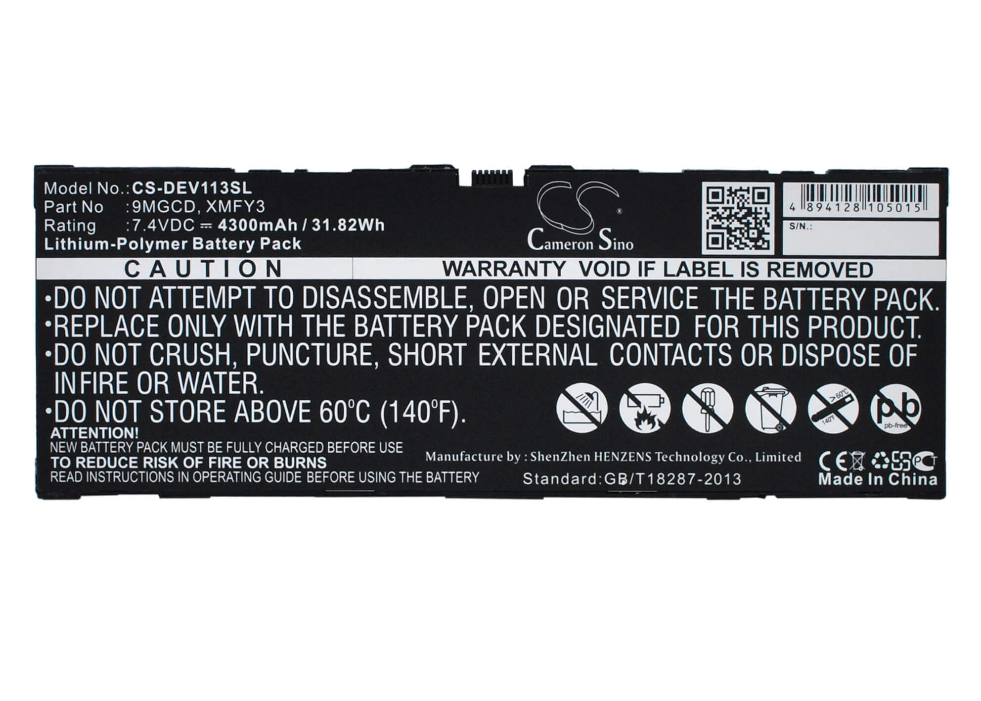 7.4V, 4300mAh, Li-Polymer Battery fits Dell, T06g, Venue 11 Pro 32, 31.82Wh