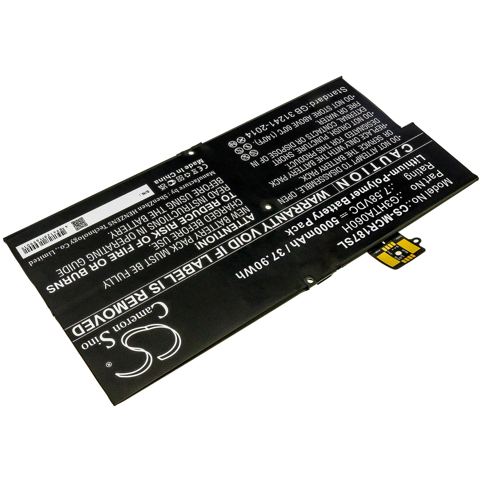 7.58V, 5000mAh, Li-Polymer Battery fits Microsoft, Surface Pro X 1876 Keyboard, 37.9Wh