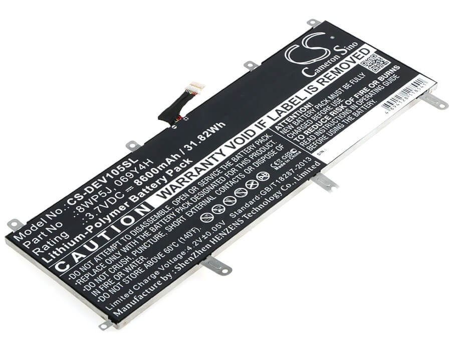 3.7V, 8600mAh, Li-Polymer Battery fits Dell, Venue 10 5000, Venue 10 5050, 31.82Wh
