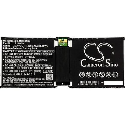 7.4V, 4200mAh, Li-Polymer Battery fits Microsoft, Surface 2, Surface 2 10.6", 31.08Wh
