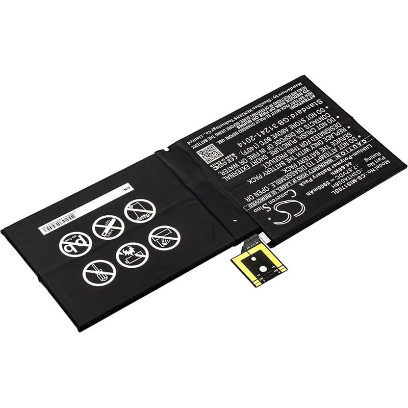 7.57V, 5900mAh, Li-Polymer Battery fits Microsoft, Surface Pro 5, Surface Pro 5 1796, 44.663Wh
