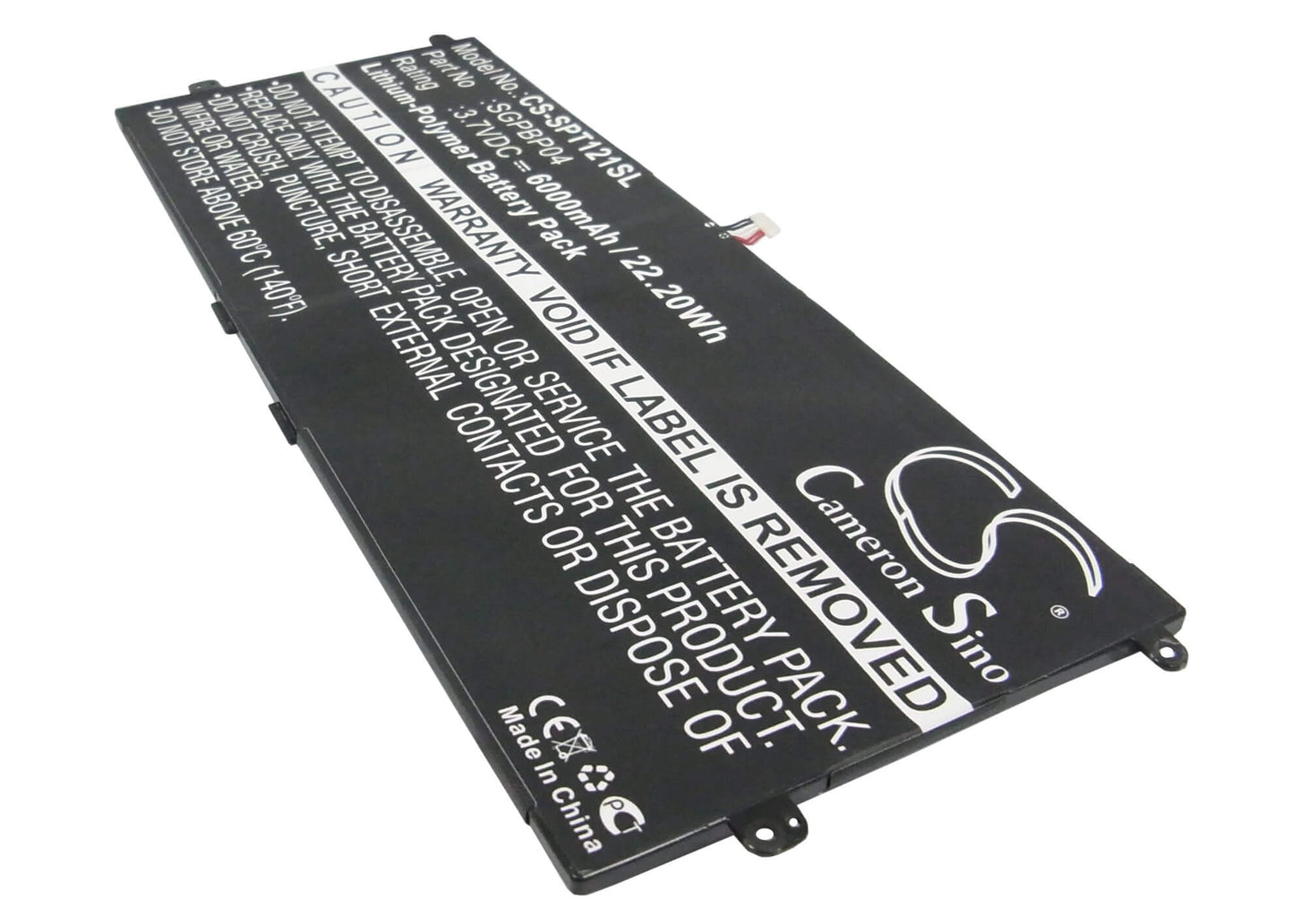 3.7V, 6000mAh, Li-Polymer Battery fits Sony, Gpt121, Sgpt121us/s, 22.2Wh