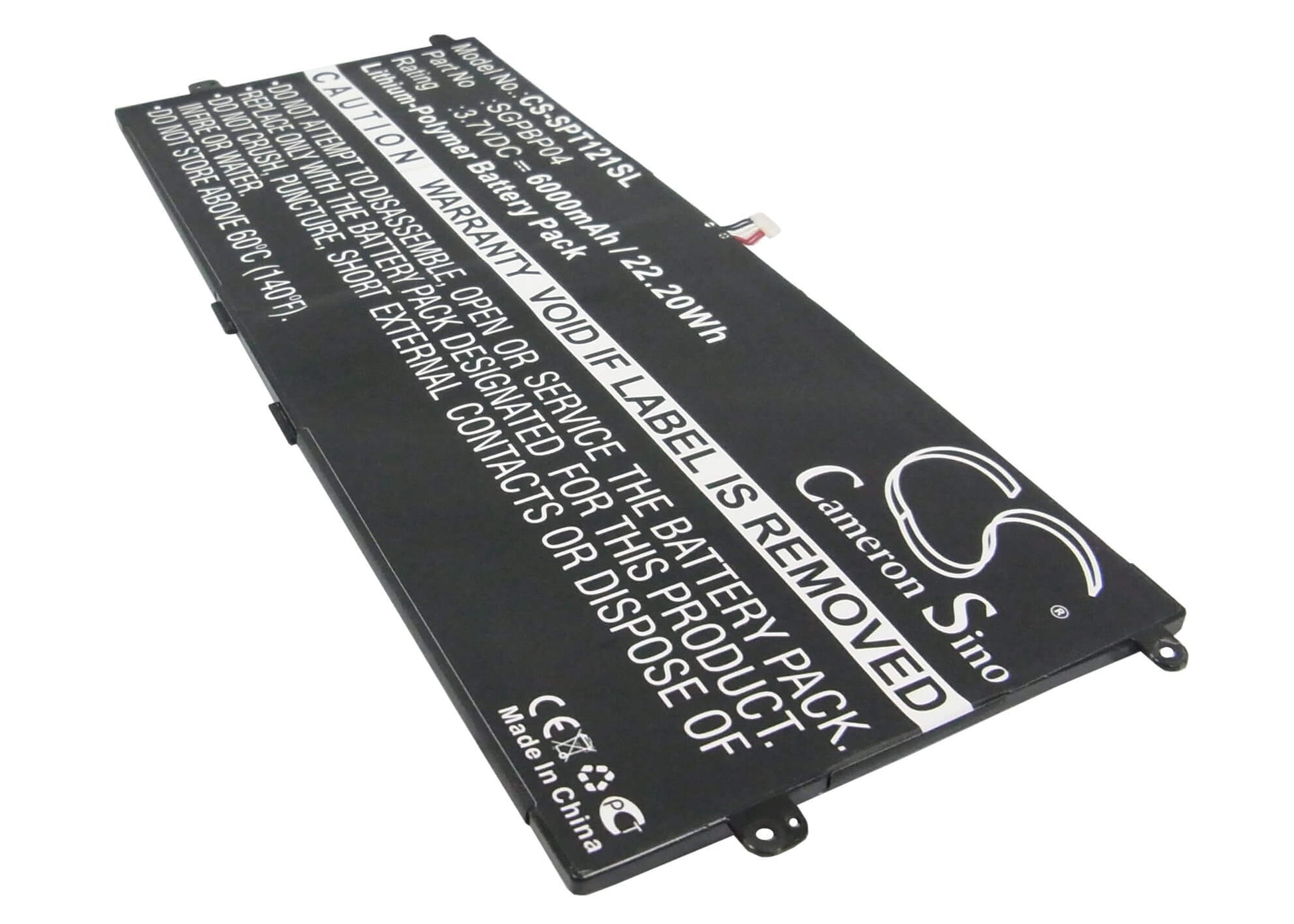 3.7V, 6000mAh, Li-Polymer Battery fits Sony, Gpt121, Sgpt121us/s, 22.2Wh