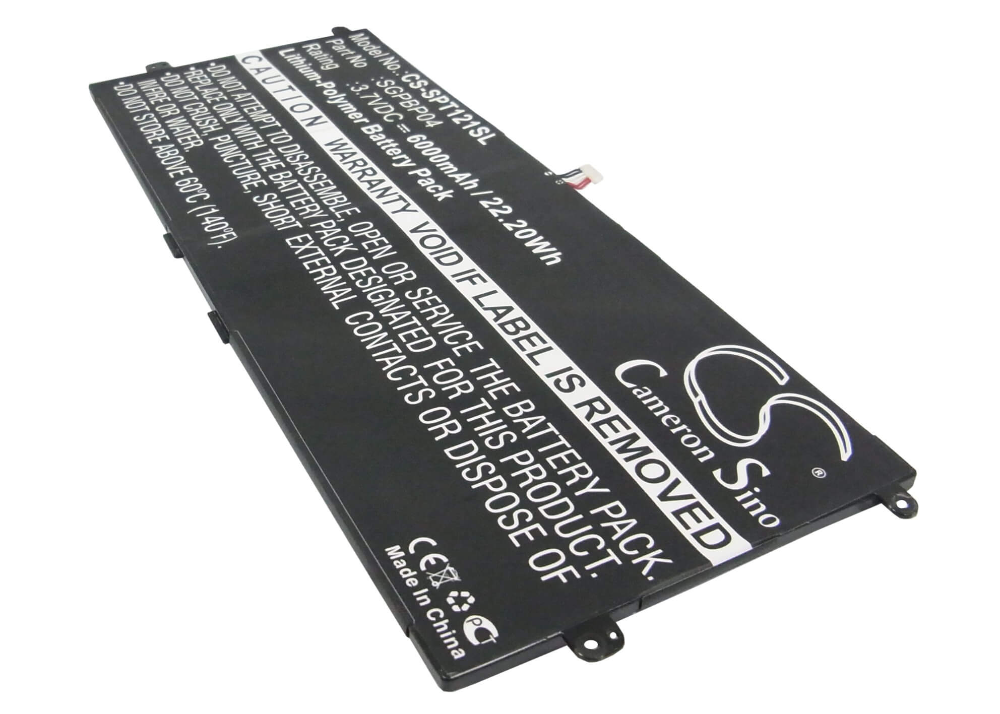3.7V, 6000mAh, Li-Polymer Battery fits Sony, Gpt121, Sgpt121us/s, 22.2Wh