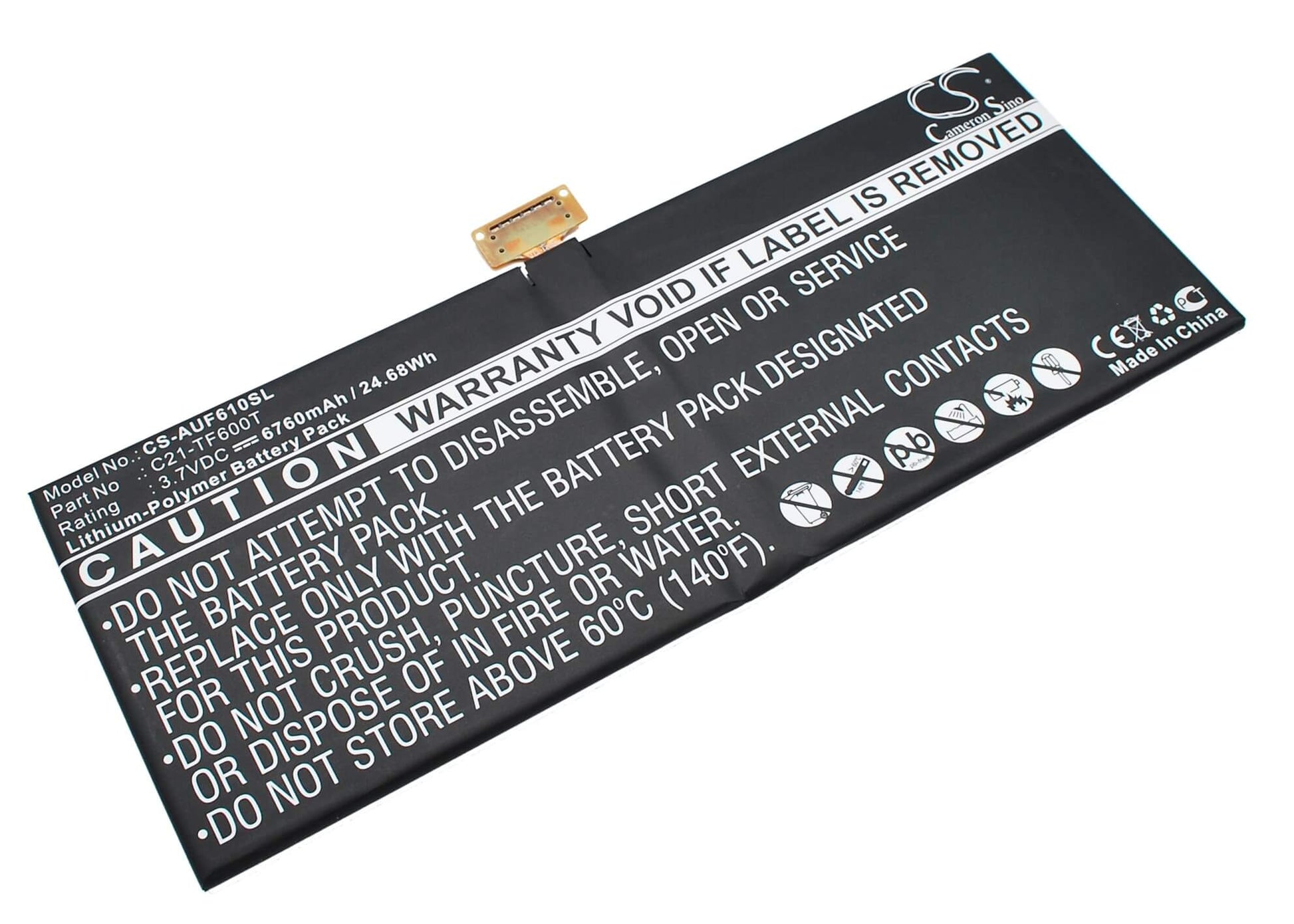 3.7V, 6760mAh, Li-Polymer Battery fits Asus, Vivotab Tf600tl, 25.012Wh