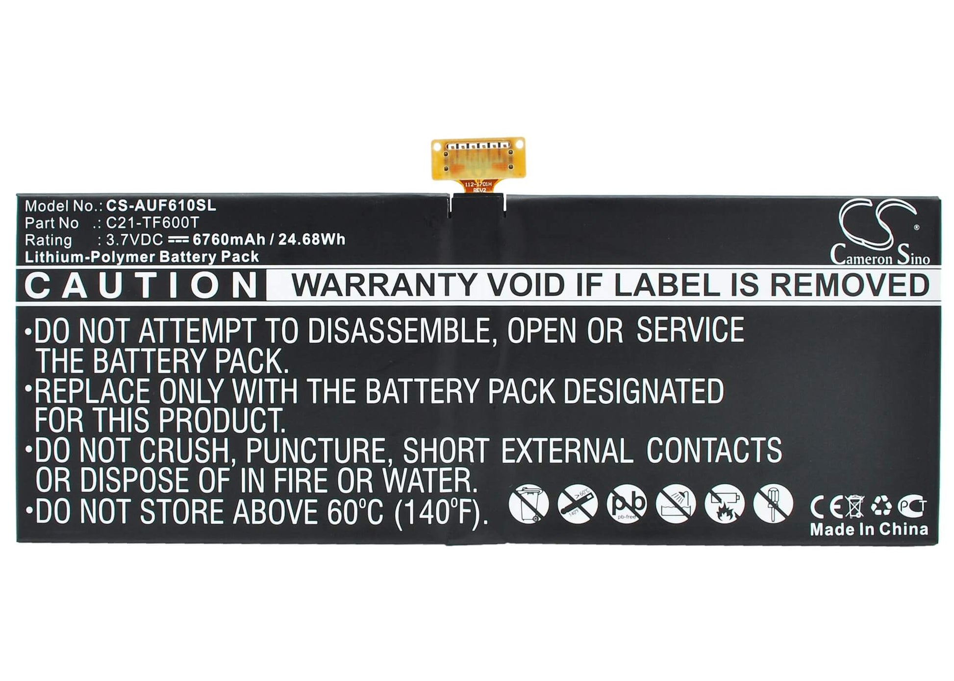 3.7V, 6760mAh, Li-Polymer Battery fits Asus, Vivotab Tf600tl, 25.012Wh