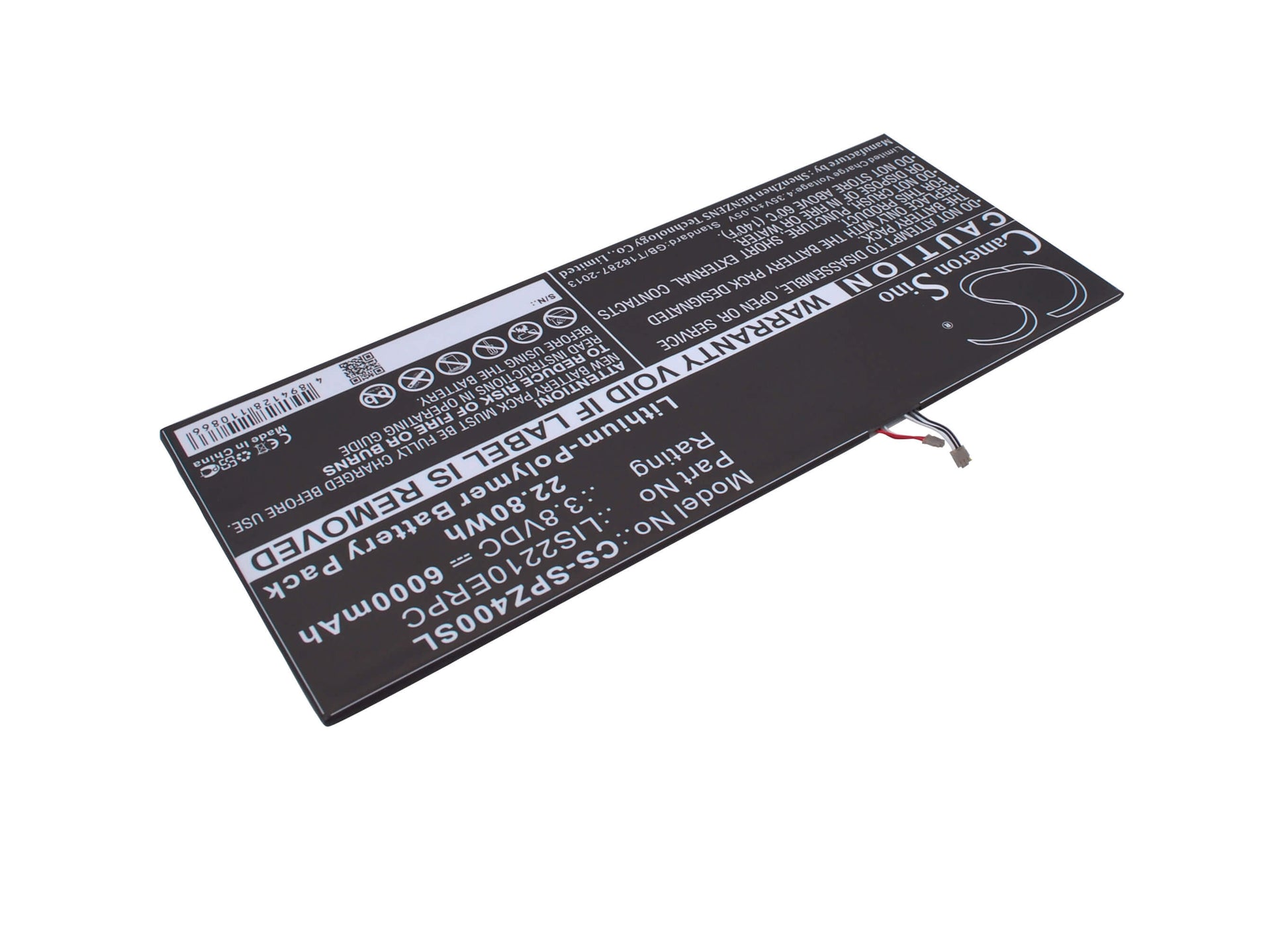 3.8V, 6000mAh, Li-Polymer Battery fits Sony, Sgp771, Xperia Z4 Tablet Sgp712, 22.8Wh