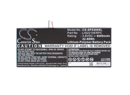 3.8V, 6000mAh, Li-Polymer Battery fits Sony, Sgp771, Xperia Z4 Tablet Sgp712, 22.8Wh