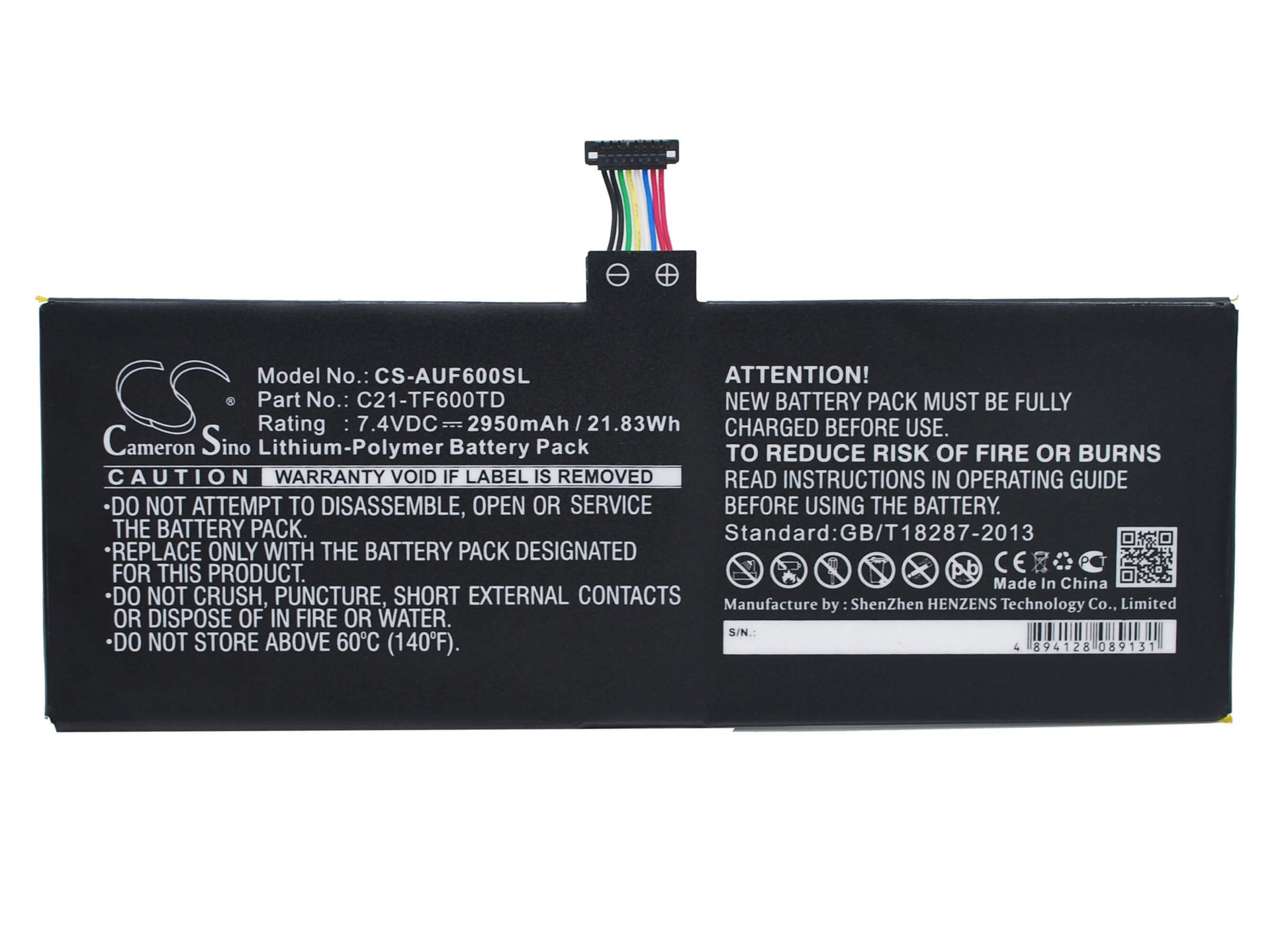 7.4V, 2950mAh, Li-Polymer Battery fits Asus, Vivotab Tf600t, 21.83Wh