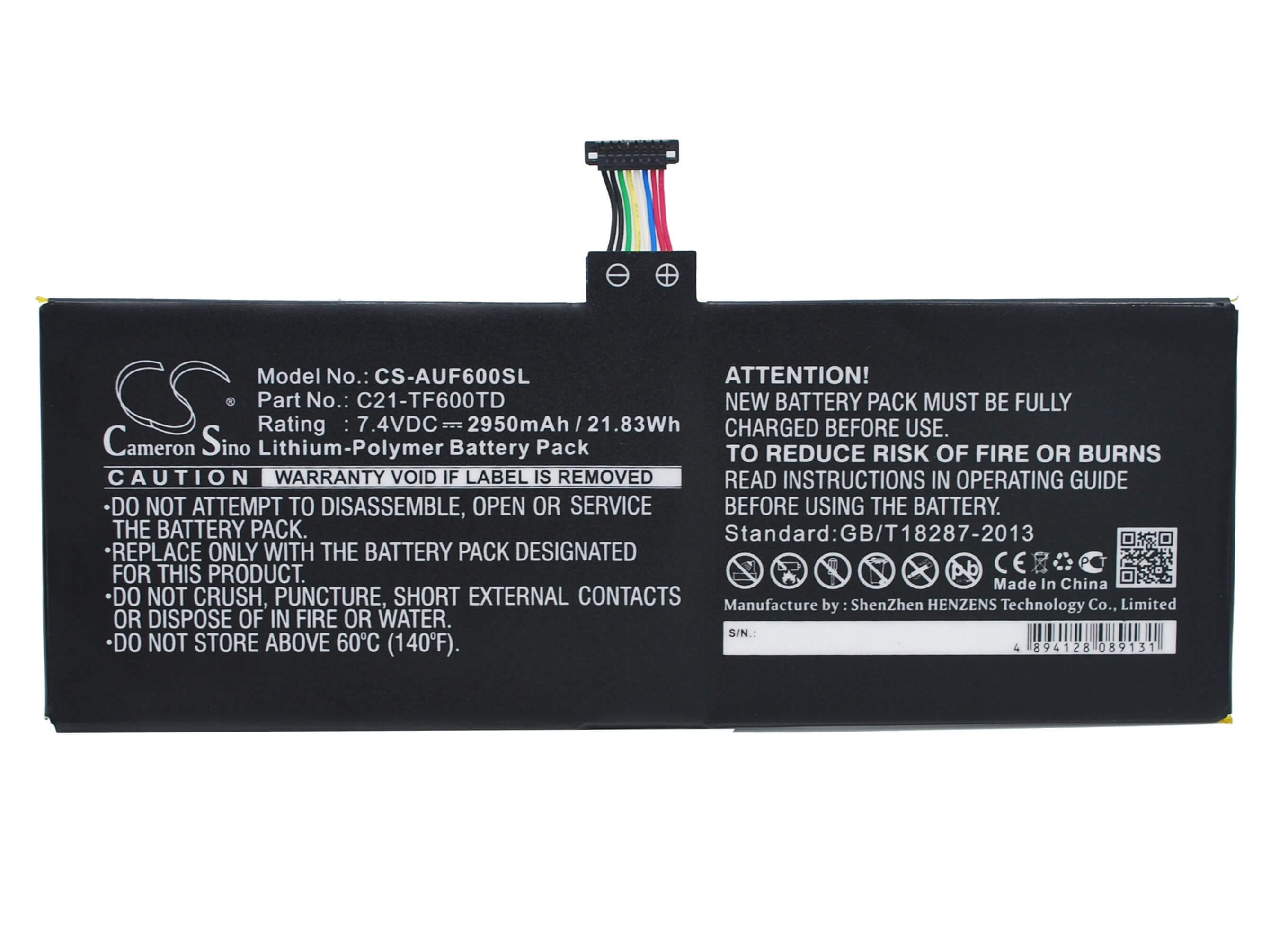 7.4V, 2950mAh, Li-Polymer Battery fits Asus, Vivotab Tf600t, 21.83Wh