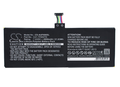 7.4V, 2950mAh, Li-Polymer Battery fits Asus, Vivotab Tf600t, 21.83Wh