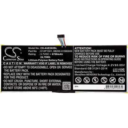 3.7V, 6700mAh, Li-Polymer Battery fits Asus, K00a, Me302c, 24.79Wh