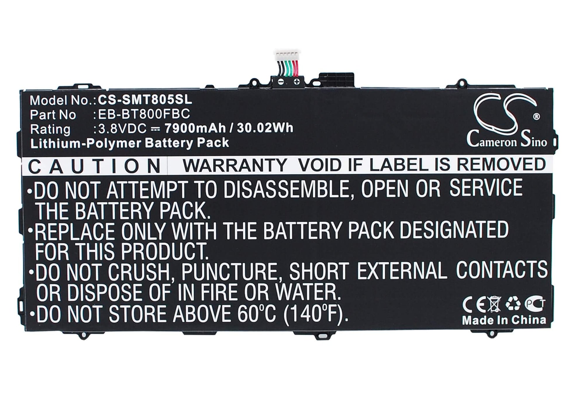 CS-SMT805SL, Tablet 3.8V, 7900mAh, Li-Polymer Battery fits Samsung, Chagall, Galaxy Tab S 10.5, 30.02Wh