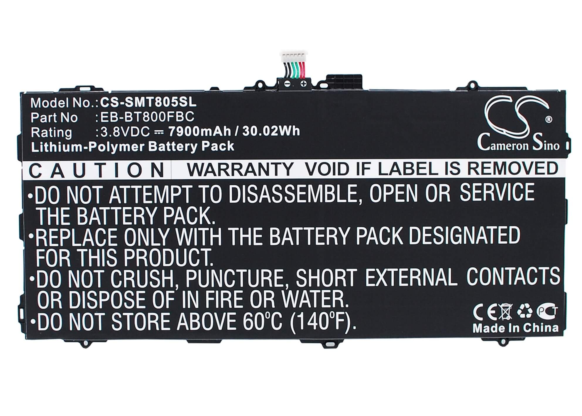 CS-SMT805SL, Tablet 3.8V, 7900mAh, Li-Polymer Battery fits Samsung, Chagall, Galaxy Tab S 10.5, 30.02Wh
