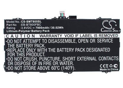 CS-SMT805SL, Tablet 3.8V, 7900mAh, Li-Polymer Battery fits Samsung, Chagall, Galaxy Tab S 10.5, 30.02Wh